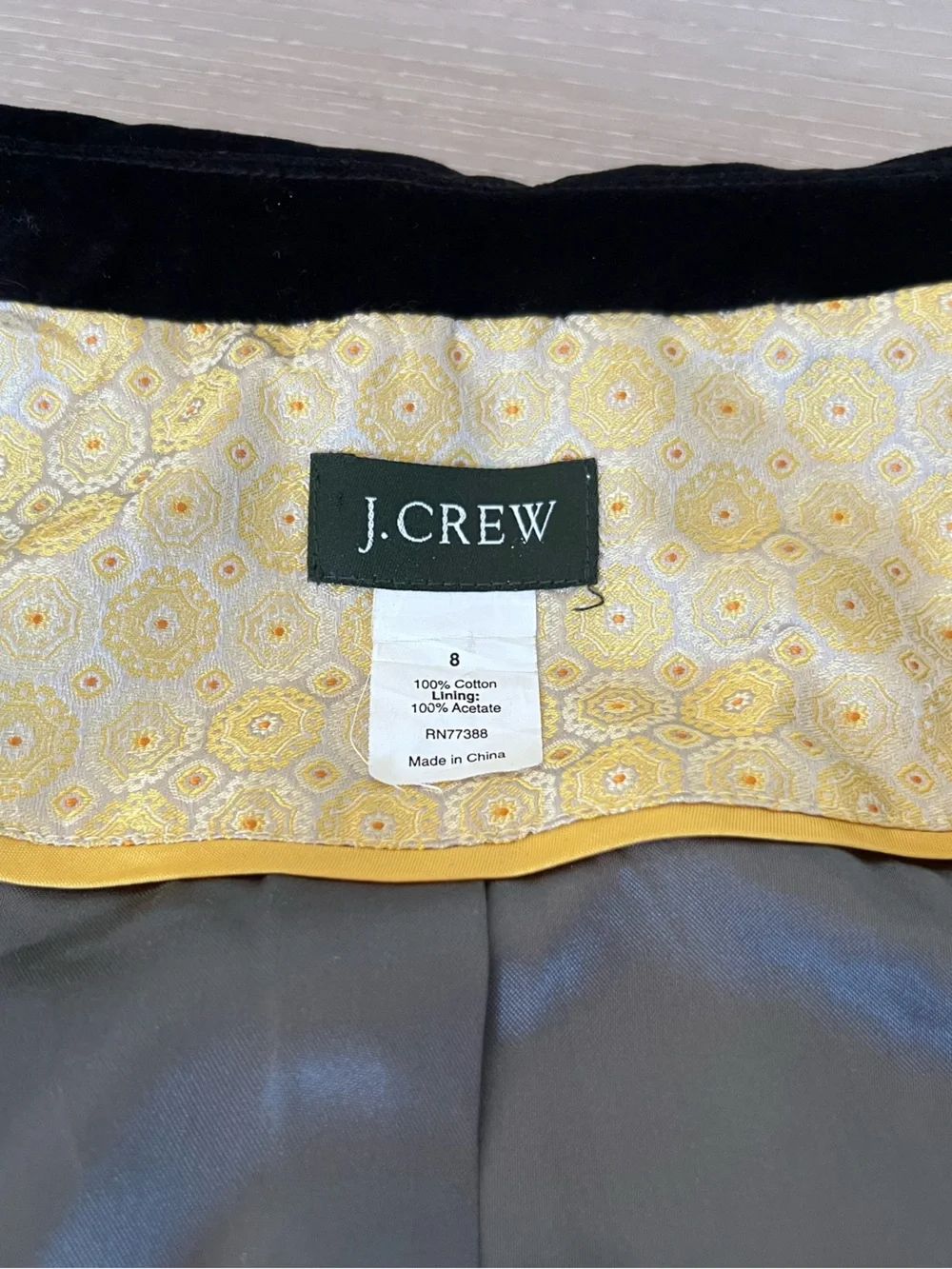 J. Crew Black Velvet Double-Breasted Peacoat